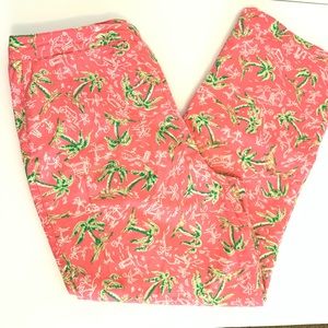 🌴Lilly Pulitzer Poppy Pink Palm Print Pants